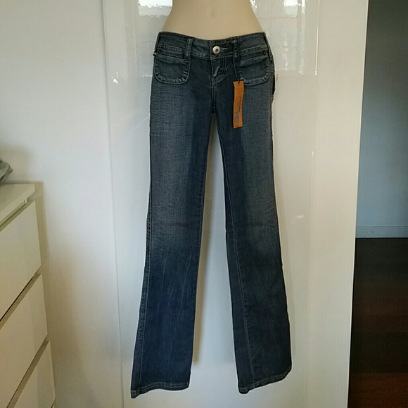 Wet Seal Blue Asphalt Boot Cut Jeans Size 00