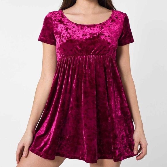 American Apparel red velvet baby doll dress