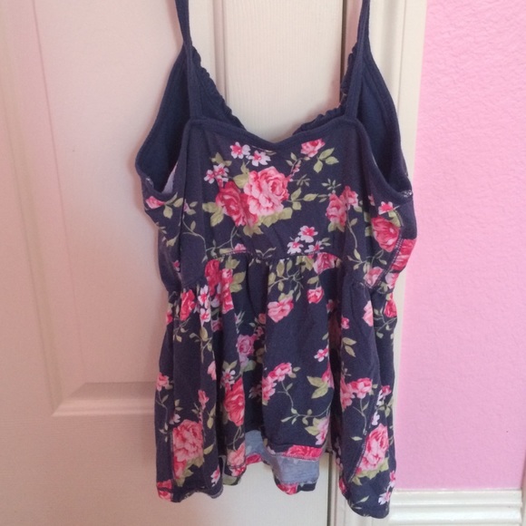 Floral, thin strapped, elastic waist, top - Picture 2 of 3