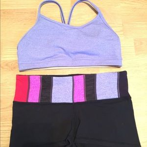 Lululemon shorts and matching sports bra top