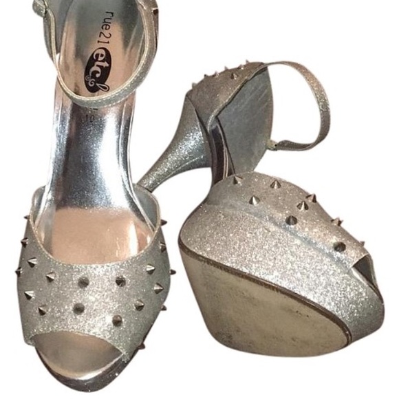 Rue21 Shoes Silver Glitter Peep Toe Mary Janes48 Poshmark