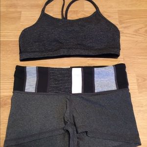 Lululemon shorts and matching sports bra top