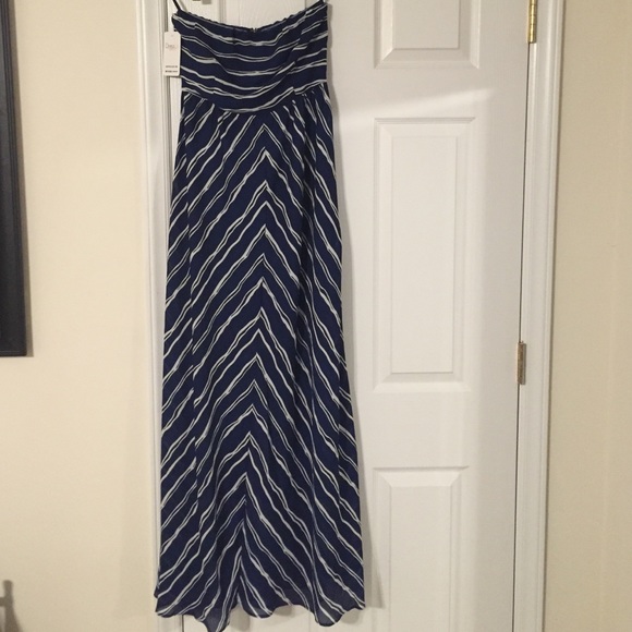 NWT Navy Blue and White Maxi Dress