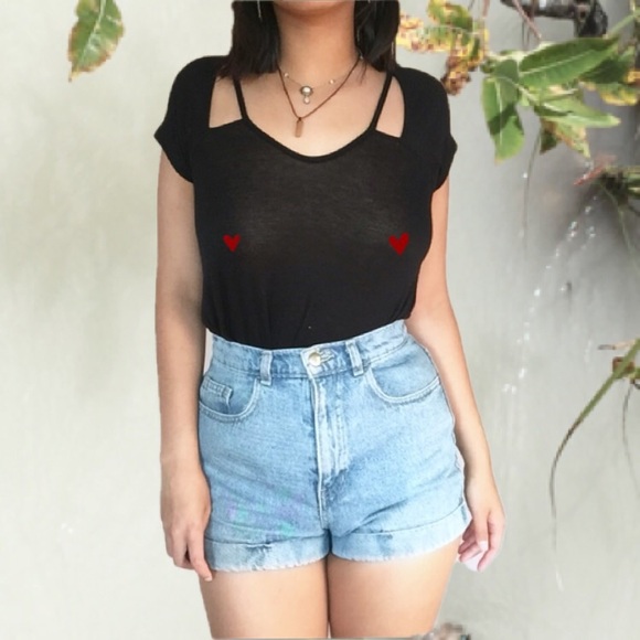 SALE cutout black tee top