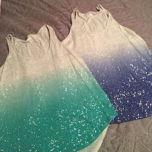 2 sequined sleeveless tops from Express