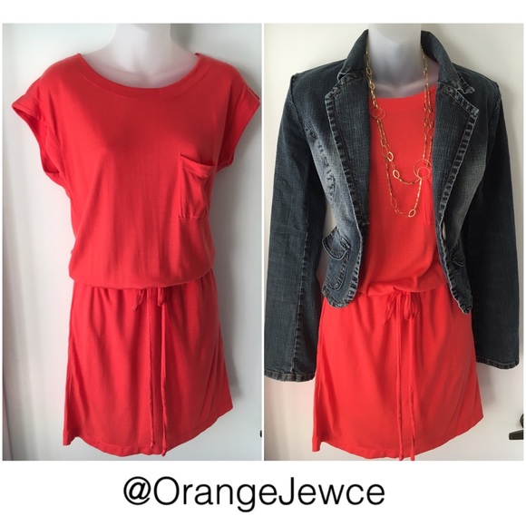 Fossil Orange Drawstring Dress Size XS - Picture 1 of 3