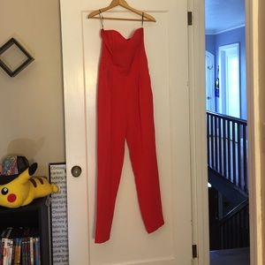 H&M red sweetheart neckline jumpsuit