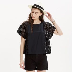 Madewell Eyelet Floatweave Top - Black worn once!
