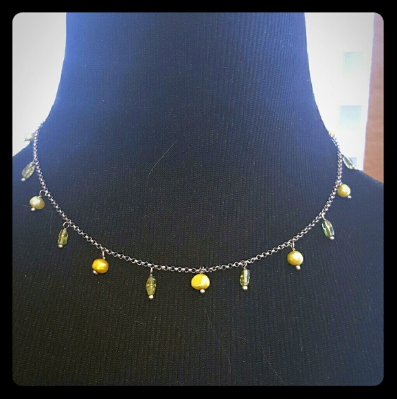 Silpada Freshwater Pearls and Peridot Necklace