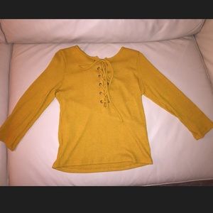 Mustard lace-up top
