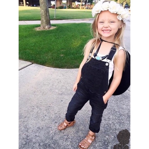 Girls Moto Denim Overalls