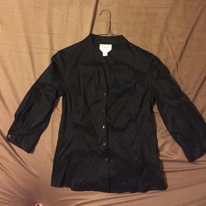 Talbots size 8 black stretch cotton button down