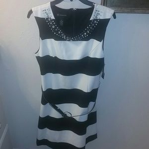 NWT Macys INC black n white knee length dress