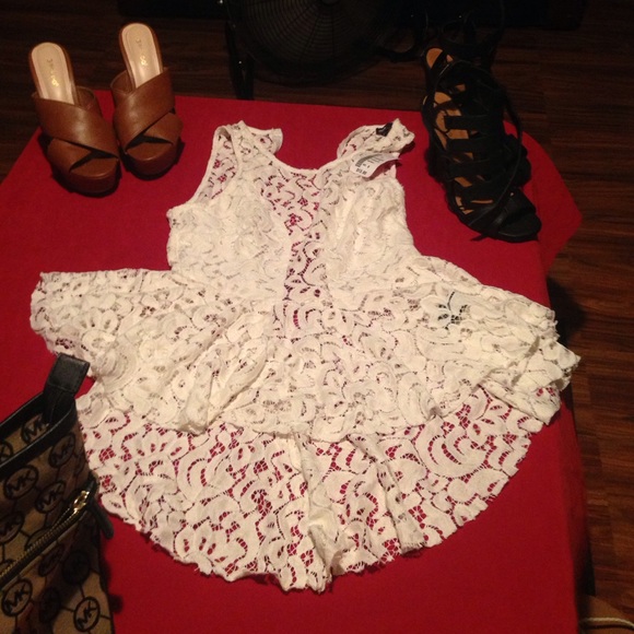 Off white lace peplum top
