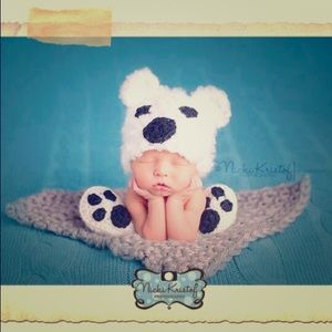 Crochet Panda Bear Hat and Booties