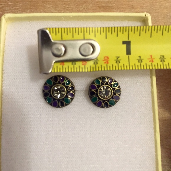 Purple, Green, Bronze Stud Earrings - Picture 3 of 3