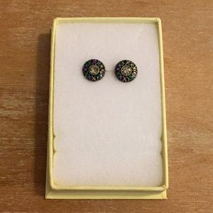 Purple, Green, Bronze Stud Earrings