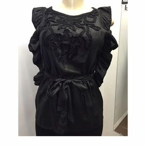 Paradise Miss Black Ruffle Sleeveless Top