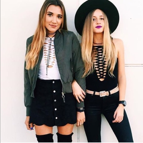 SOLD NWOT LF Lace up Bodysuit - Picture 2 of 4