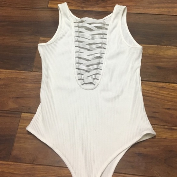 SOLD NWOT LF Lace up Bodysuit - Picture 3 of 4
