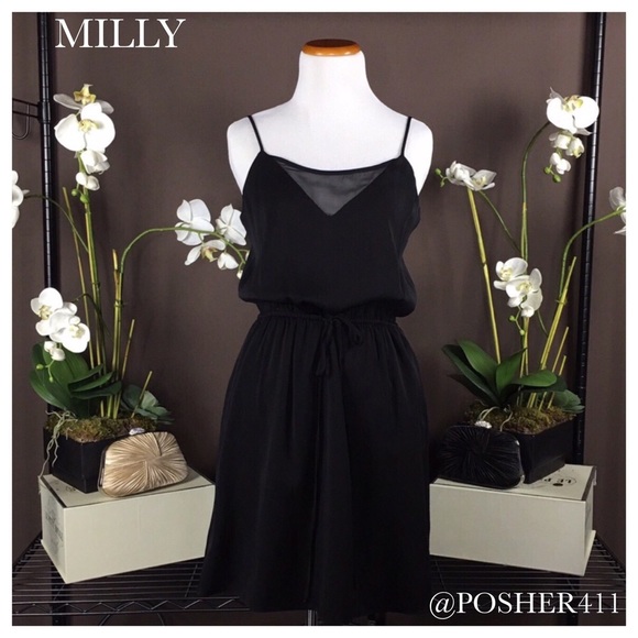 NWOT MILLY ‘SOPHIA’ BLACK SILK DRESS - Picture 2 of 7