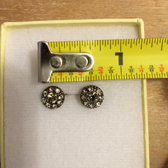 Dark Silver Stud Earrings - Picture 3 of 3