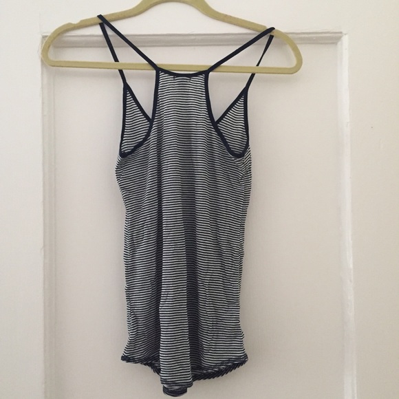 SOLD Jcrew ribbed cami stripe navy blue tank top - Picture 4 of 4