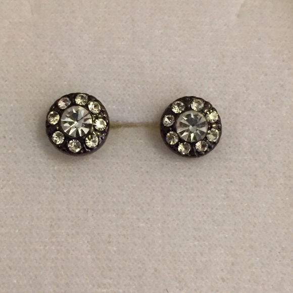 Silver & Black Stud Earrings - Picture 2 of 3