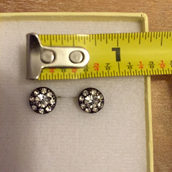 Silver & Black Stud Earrings - Picture 3 of 3