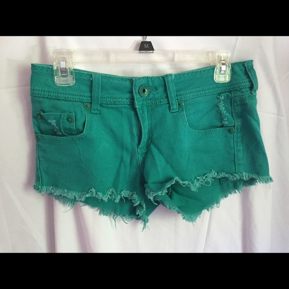 Blue green jean shorts