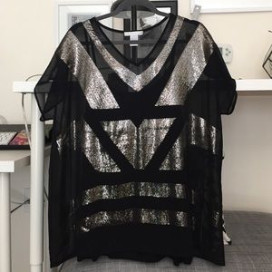 Plus size Black + Sequin Top