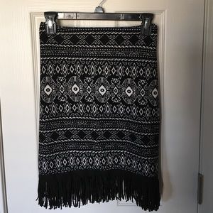 Black and white fringe skirt