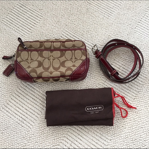 SALE! Coach signature logo patent leather belt bag