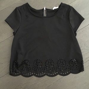 Black laser cut out crop top Small