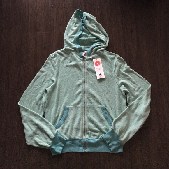 Wildfox Malibu Zip-Up Hoodie - Aqua - Picture 1 of 1