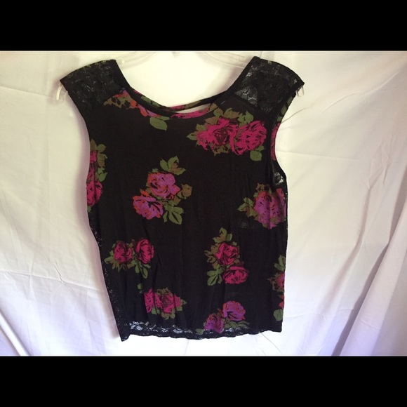 Black flowered blouse