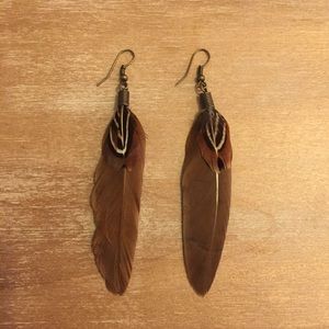 Brown Feather Earrings