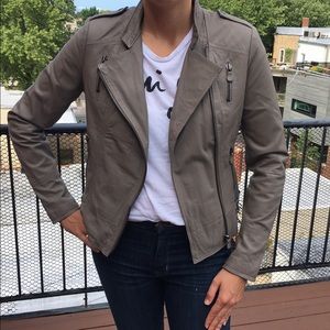 TALL Gray Leather Biker Jacket