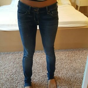 Hollister dark wash skinny jeans,  1 short
