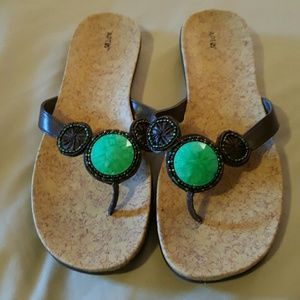 Apt 9 beaded cork sandles 9.5-9 1/2