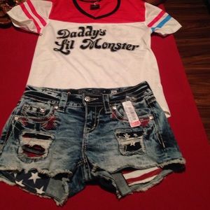 American flag Miss me shorts