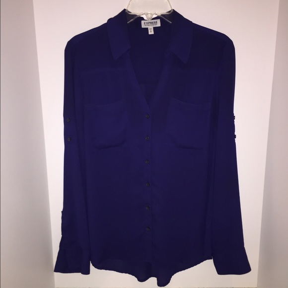 Express Portofino Long Sleeve Shirt Blue Navy