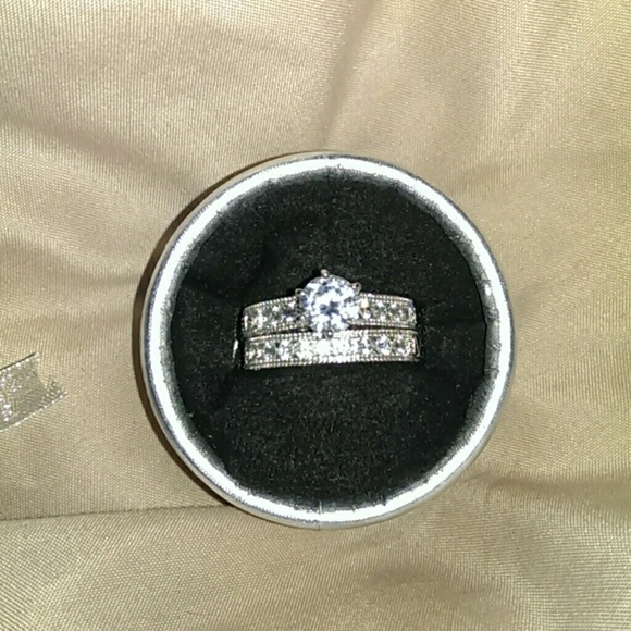 Wedding band set silver 4kt