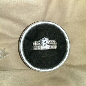 Wedding band set silver 4kt