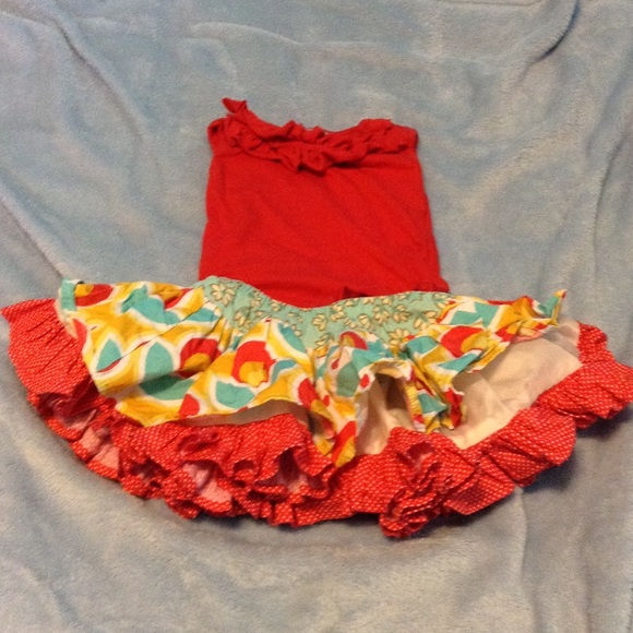 Persnickety Red tank top with fun skirt