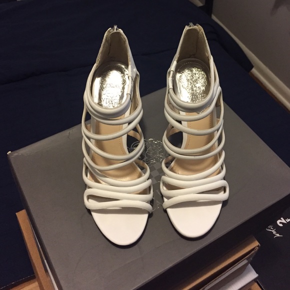 White sandal heels