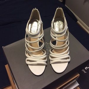 White sandal heels