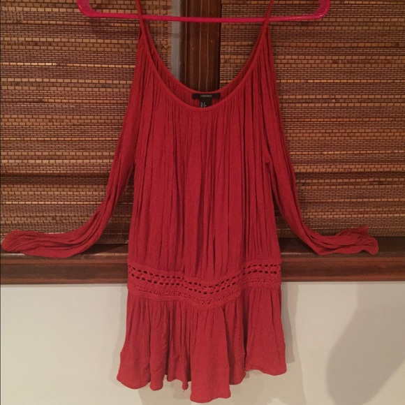 Forever 21 orange off the shoulder long sleeve