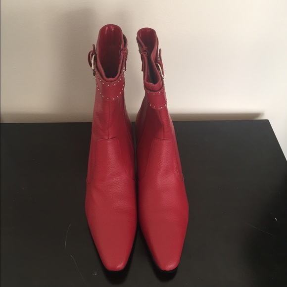 Red ankle boots