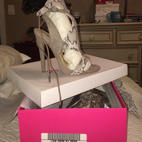 Snake Skin Ankle Strap Heels